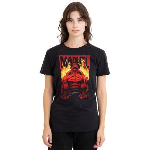 Marvel Unisex Adult Red Hulk Fire T-Shirt