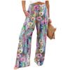 Women's Summer Elastic Waist Floral Printed Cotton And Linen Loose Pants