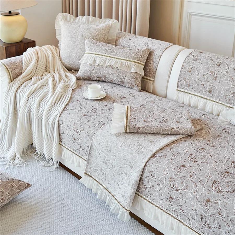 Fabric Cotton Sofa Cushion Modern Simple Cotton Four Seasons Universal Non-Slip Sofa Cover