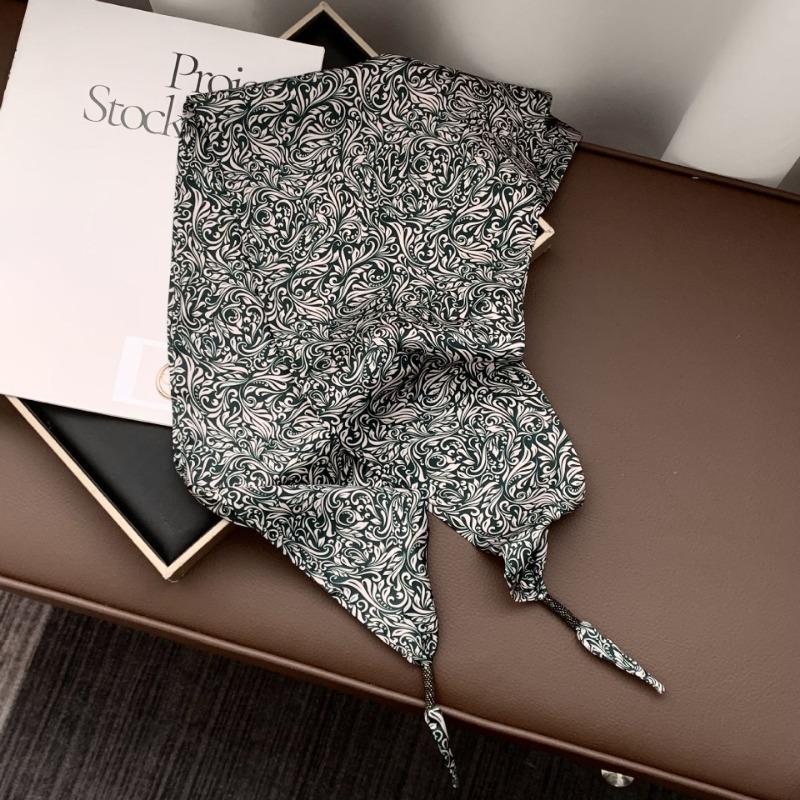 Silk scarf new fashion wheat ear cashew flower silk scarf head scarf beaded small scarf scarf triangular scarf waist tie
