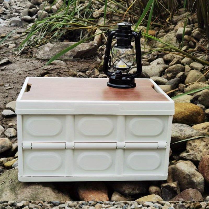 42*28*24cm1Stk. Haushalts- & Camping-Faltaufbewahrungsbox mit Holzdeckel, multifunktionale Outdoor-Aufbewahrungsbox für Kleinteile für Camper.