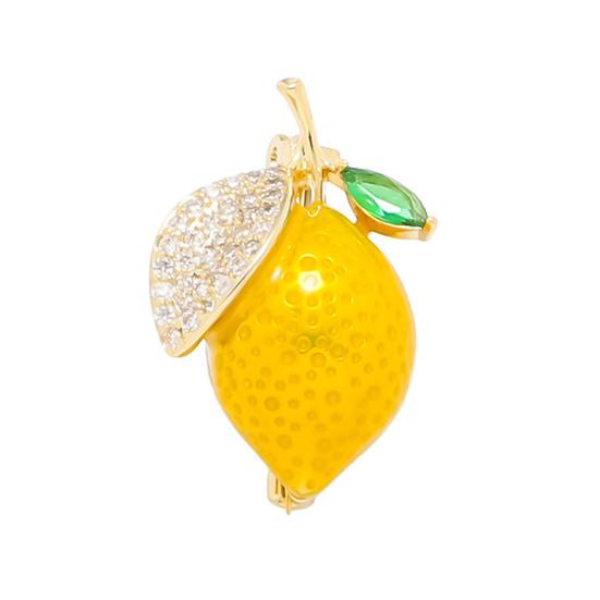 

Women Brooch Sparkling Rhinestones Small Lemon Shape Lapel Pin Suits Coats Bags Scarves Badge Versatile жёлтый