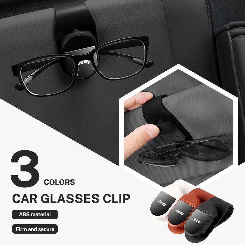Car Glasses Clip Sun Visor Car Sunglasses Storage For Jeep Renegade Compass Grand Cherokee Wrangler JK Gladiator Keychain ALZ1