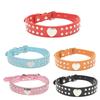 Pet Collar Double Row Rhinestone Smooth Love Zinc Alloy Accessories PU Leather Dog Traction Collar