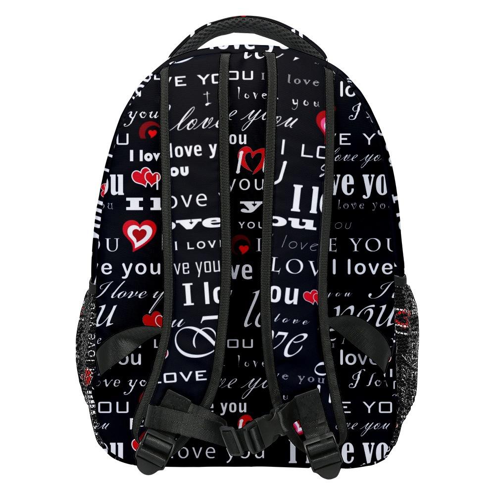Cartoon Kpop Novelty Youthful School Bags Unisex Love Heart Travel Bags 3D Print Oxford Waterproof Notebook Shoulder Backpacks