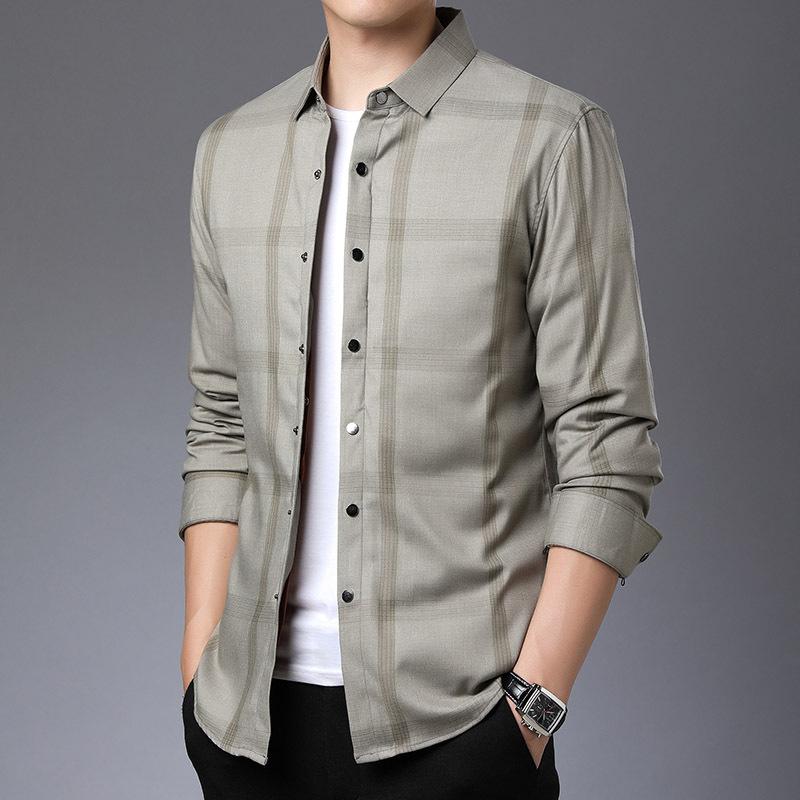 Down Shirt Men's Removable Liner Inch Shirt Men's Winter Middle-aged Men's Casual Thickened Plaid Warm Shirt Trendy