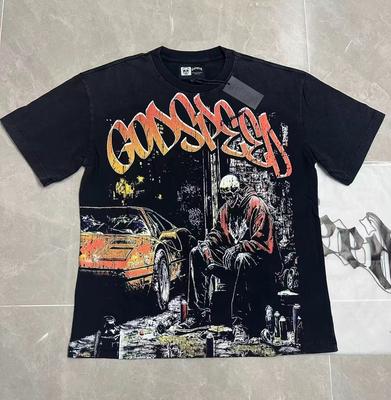 New Godspeed Skeleton Wrecked Car Print T-Shirt Short Sleeve Men Women T-Shirt