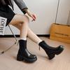 Martin boots thick-soled short boots 2025 autumn and winter new high-heeled women's V-mouth muffin small thick-heeled elastic thin boots