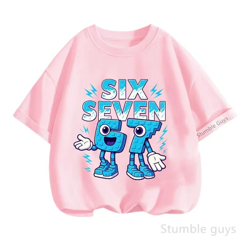 Kids Green Six Seven 67 Colorful Lightning Pixel TShirt Soft Cotton Cute Teedf0186