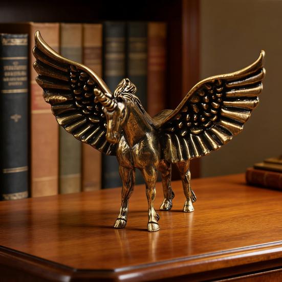 Statuetă Cal din Alamă Vintage Lucrată Manual Metal Artă de Birou Statuie Decor Feng Shui pentru Casă Birou Raft de Cărți Cadou Creativ pentru Colecționar