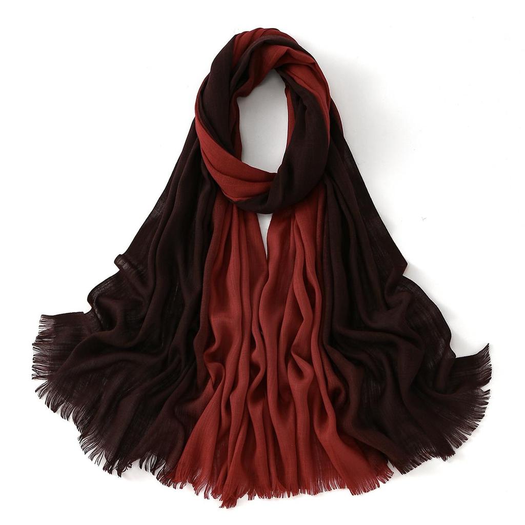 Eșarfe Hijab Simple din Bumbac și Bambus Femei Culoare Solidă Turban Șifonat Margine Îndepărtată Bumbac Moale Hijab Șal Calitate Premium