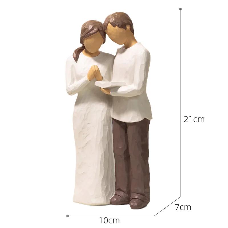Bronze Tone Resin Family Statues, Heartwarming Home Decor Pieces, Elegant Resin Couple Statues Symbol of Togetherness for Home