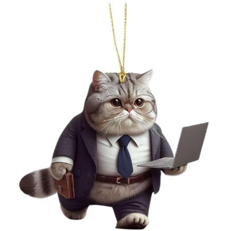 Bil bakspeil 3d Katt hengende anheng Dyreform Ornamenter Ryggsekktilbehør Cretive pryder Dekorativ innredning for bil