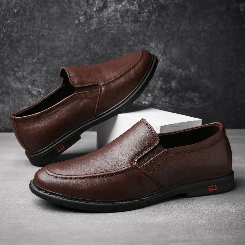 Fashion Leisure Walk Man Moccasins Casual Business Shoes Formal Genuine Leather Shoes Comfortable Men Soft-Soled Loafers Slip-On Flats