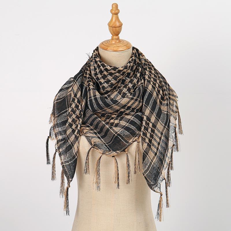 Square Arab Xale Muslim Chess Striped Striped Outdoor Scarf Wind And Sand Neck Cover