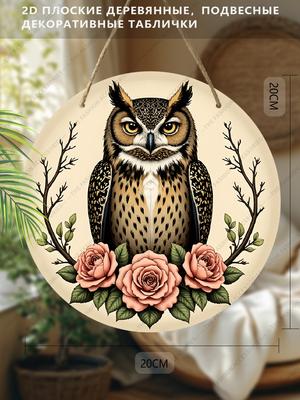 2D Flat Hanging Decorative Signs, Interior Wall or Door Decoration, Garden Decoration, Owl Pattern, Interesting Gifts for Family and Friends
