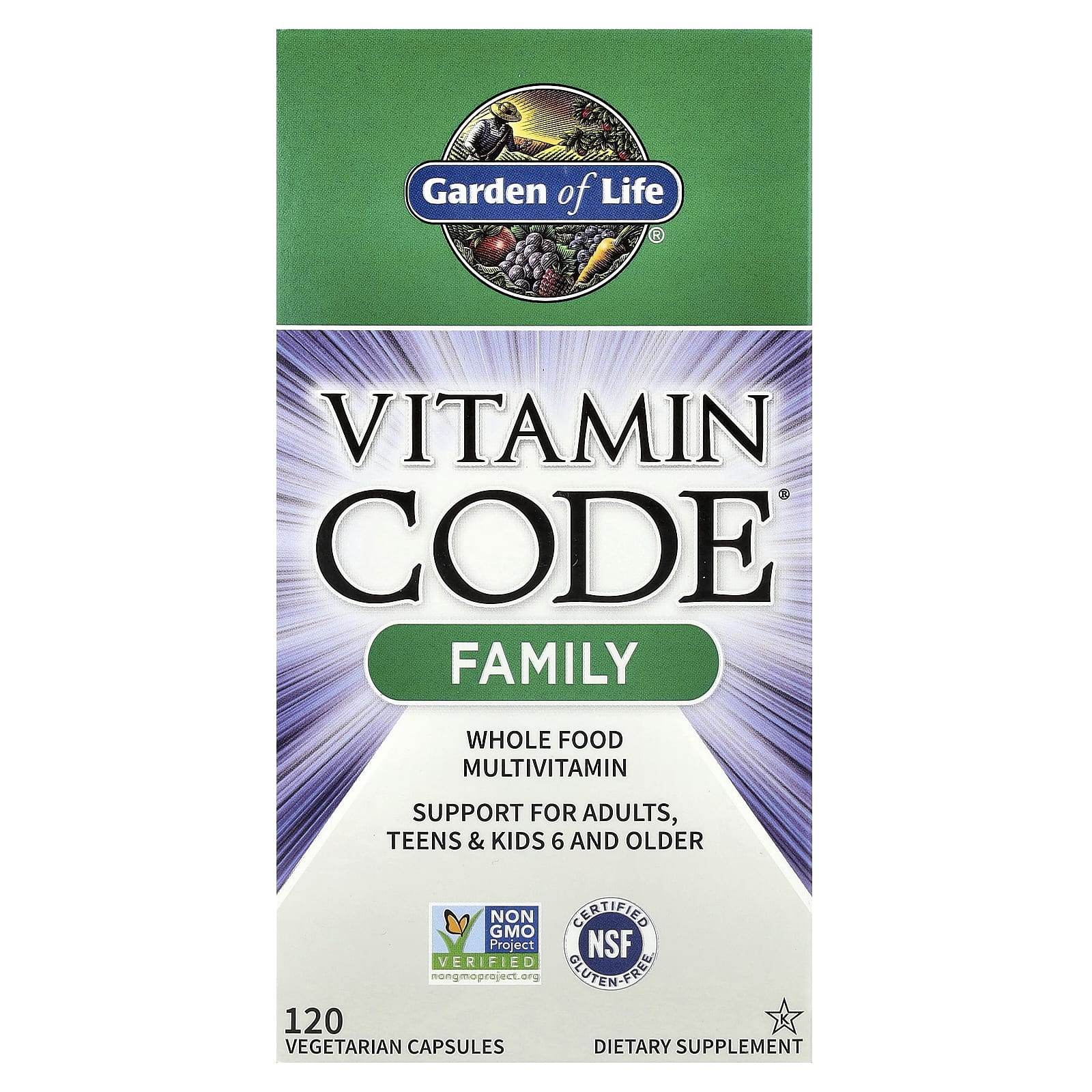 

Vitamin Code®, Family, Natural Food Multivitamin, Veggie Capsules 120