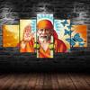 Spiritual Master Shirdi Sai Baba 5 Piece Five Panel Wall Canvas Print Modern Poster Picture Home Decor Gift For Him Her