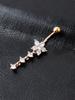 Anneau de nombril Fleur de prunier avec pendentif à franges Fleur de Zircon Bijoux de nombril