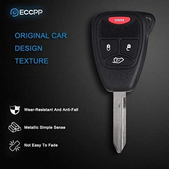 ECCPP 2X New Replacement Remote Car Key Fob Combo 4-Button Uncut for Chrysler Dodge Jeep OHT692427AA, OHT692713AA Programmable Key Fob