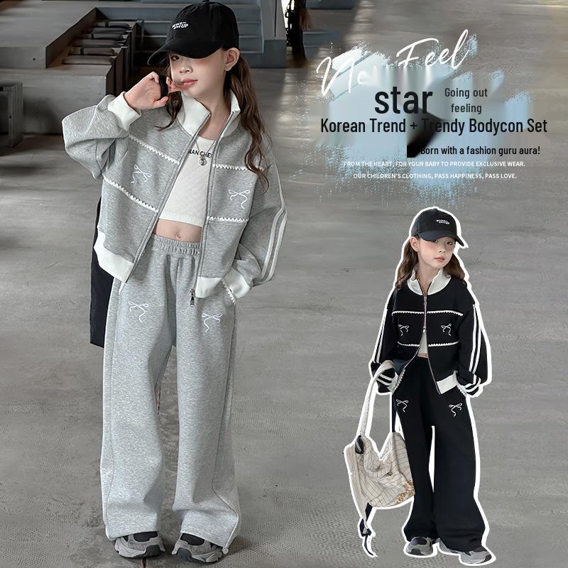 2025 Girls' Fashionable Spring & Autumn Tracksuit: Stylish Jacket for Big Kids