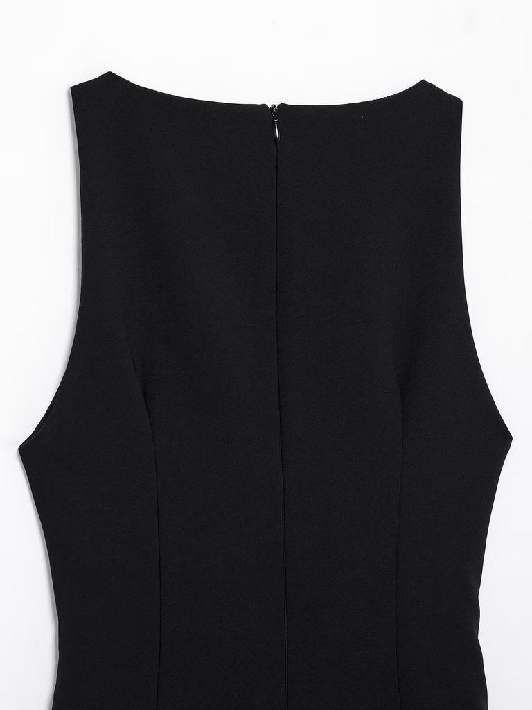 TAOP&ZA Dámské elegantní jarní malé černé šaty s dekorací ze surového peří na lemu