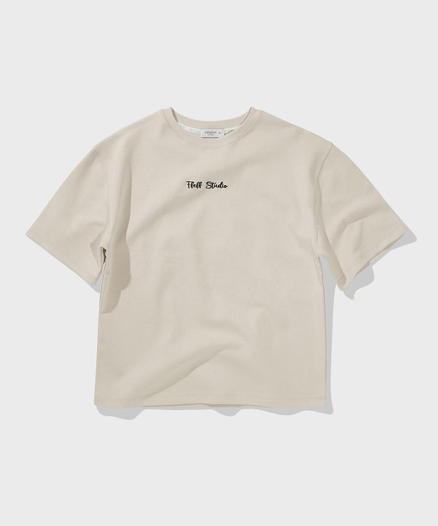 FFEFF STUDIO Lettering Embroidered Short Sleeve T-Shirt (Natural)