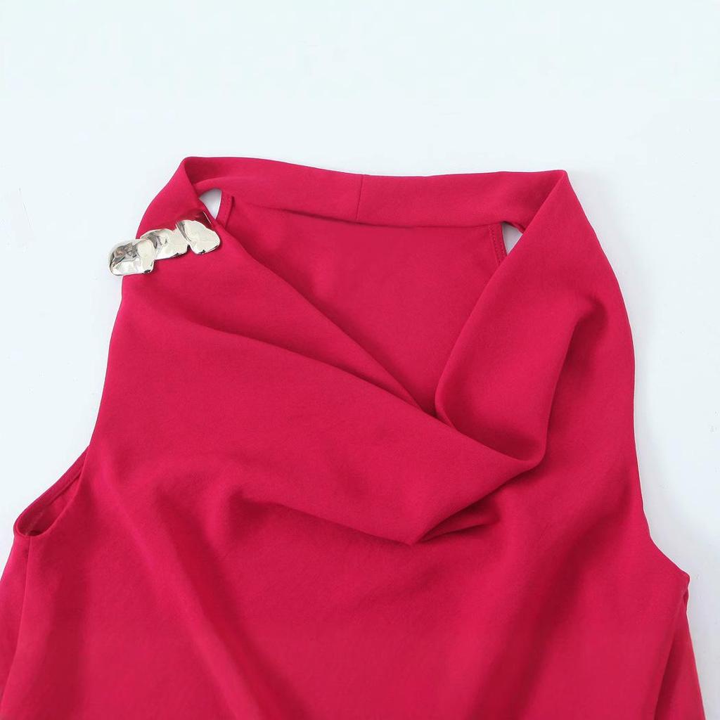 Spring 2025 Women's European & American Gold-Embellished Fashion Top