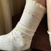 Retro Floral Socks with Children's Hollowed-out Mesh Pattern, Transparent and Soft Mid-length Pile Socks