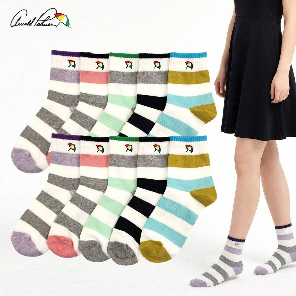 Arnold Palmer Women s Casual Socks 10-Pair Set Mid-Length Striped Daily Socks Gift Striped Set-(10 Pairs)