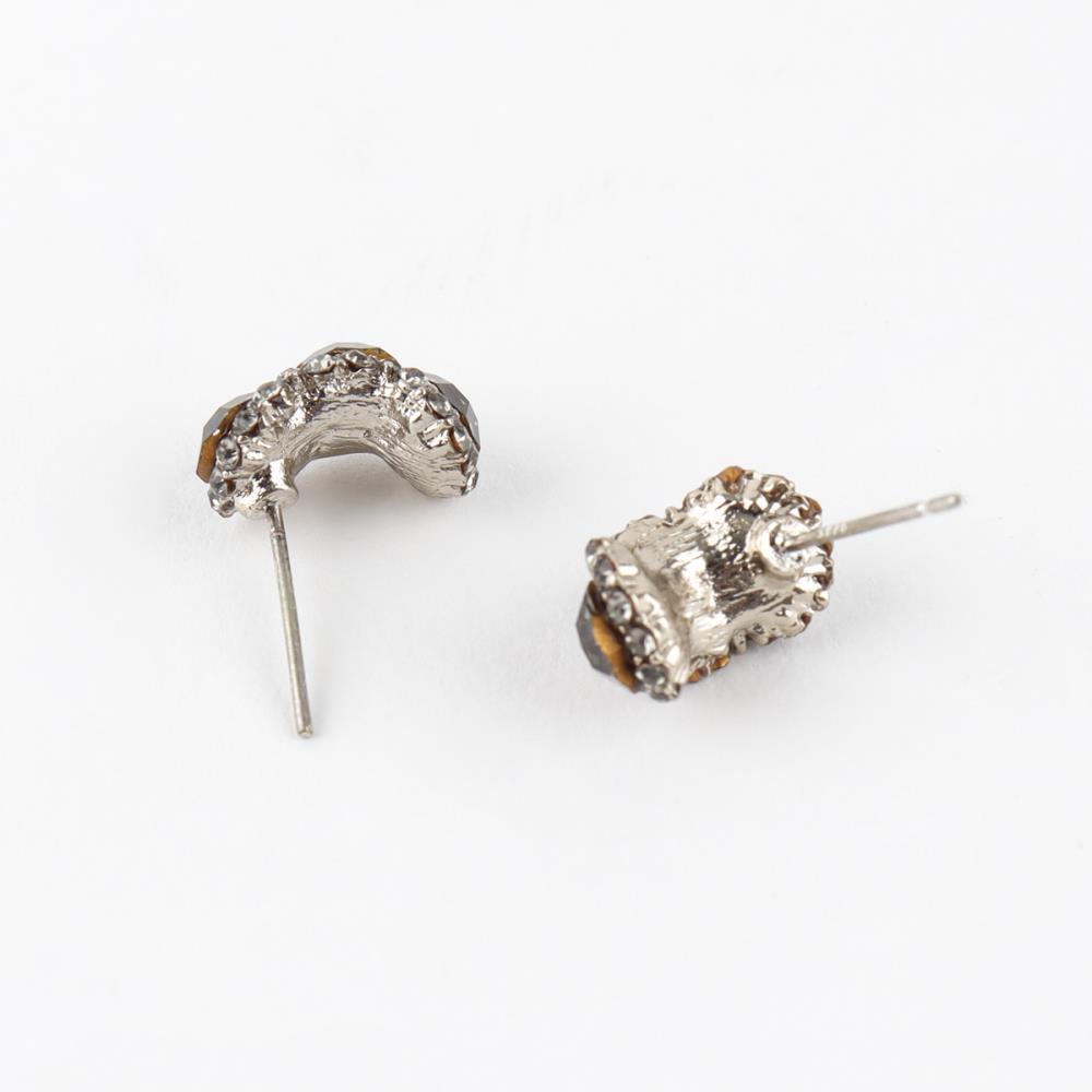 Women's Black Cubic Open Ring Bold Matte Antique Earrings