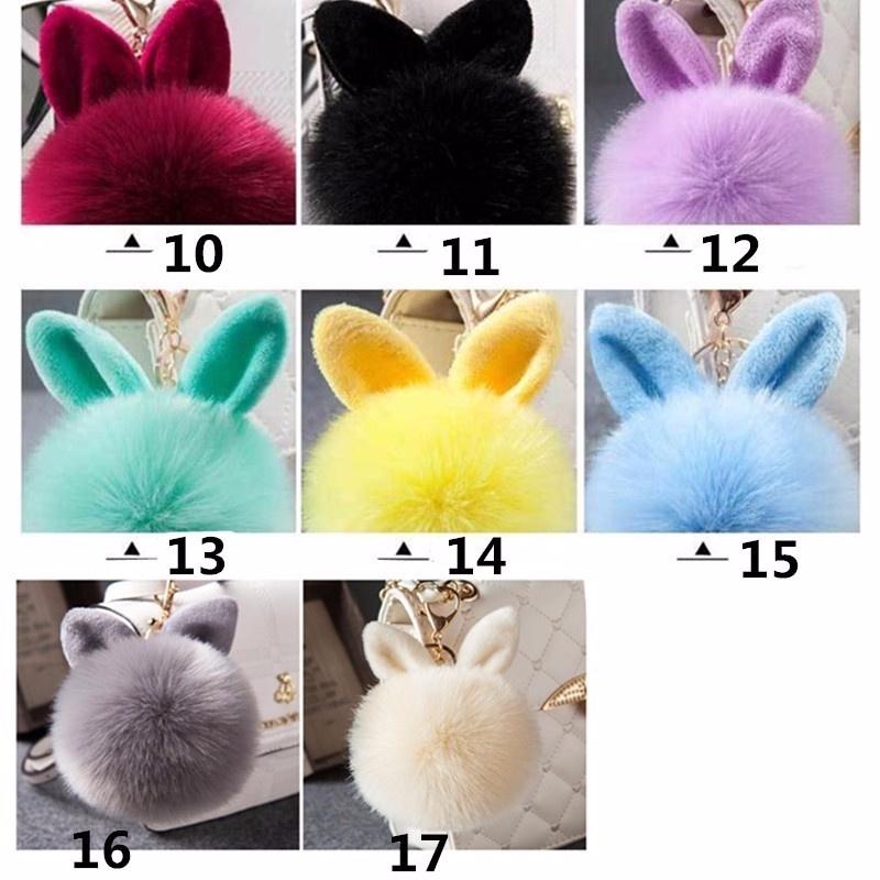 

Популярные пушистые помпоны с имитацией Fourrure Porte Clef, помпоны с кроличьими ушками, брелки с шариками и кольцами 10