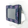 [Inden-ya] Inden Pass Case, Thin Deerskin, Miso, Hydrangea Pattern, Navy Blue with Purple Chintz and Gray Lacquer, 8006