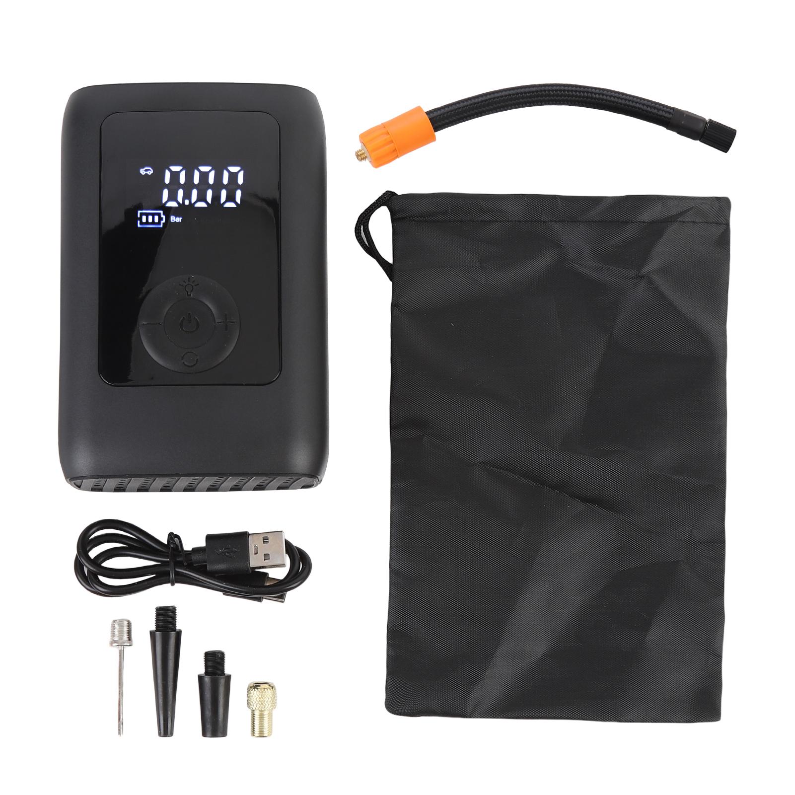 

Портативный воздушный компрессор, аккумуляторный насос для накачивания шин 4000 мАч с автоматическим отключением и светодиодным фонариком, 153 PSI Беспроводной аварийный Ai чёрный