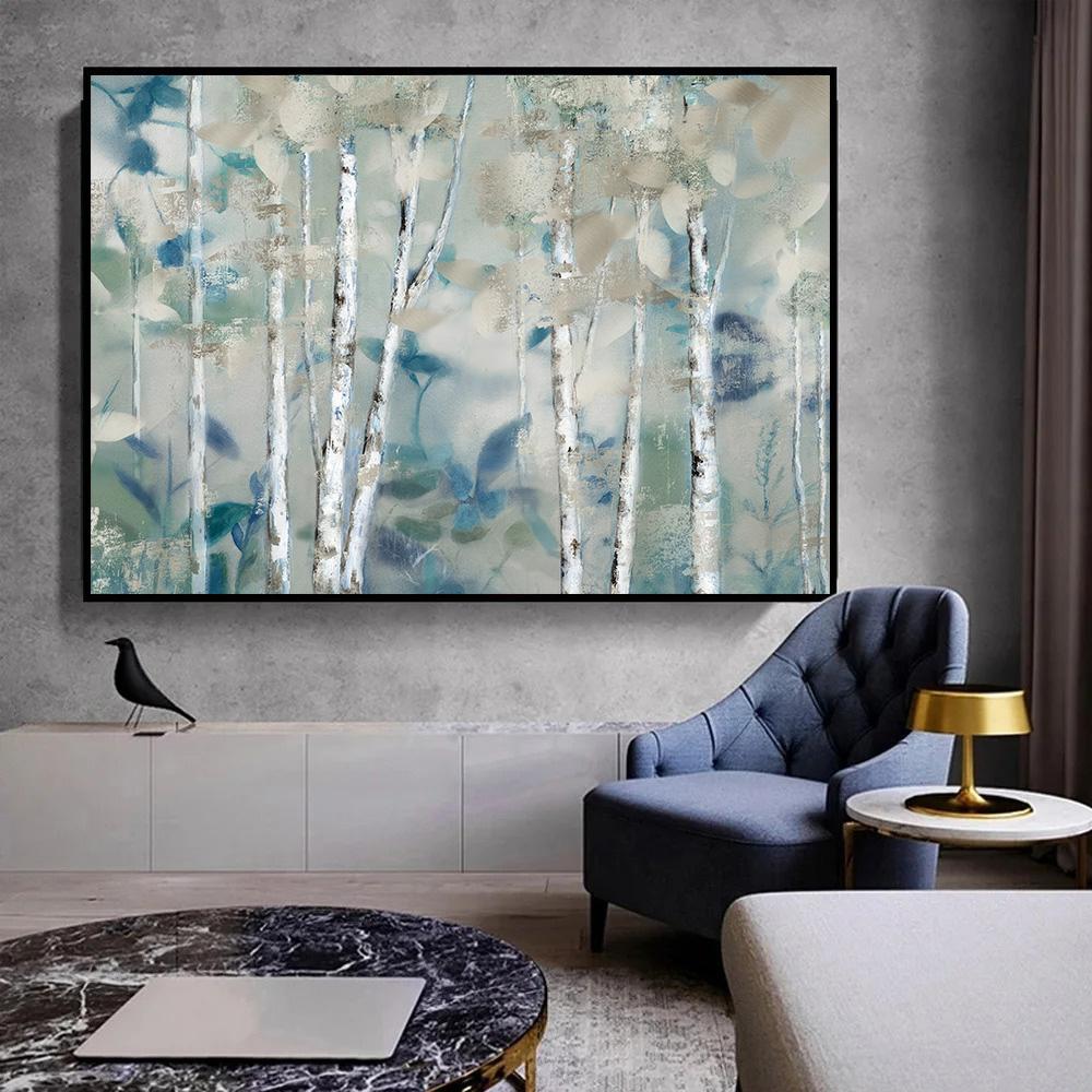 Abstract Tree Wall Art Canvas Painting Forest Posters and Prints Wall Pictures for Living Room Home Decor