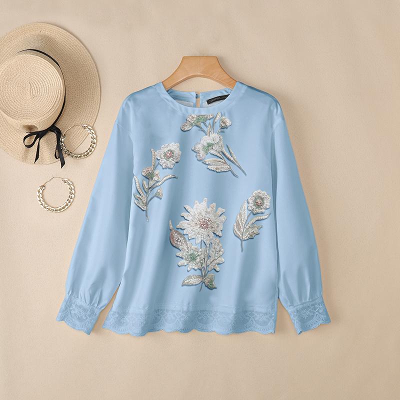 ZANZEA Women Loose Casual Round Neck Long Sleeve Print Blouse