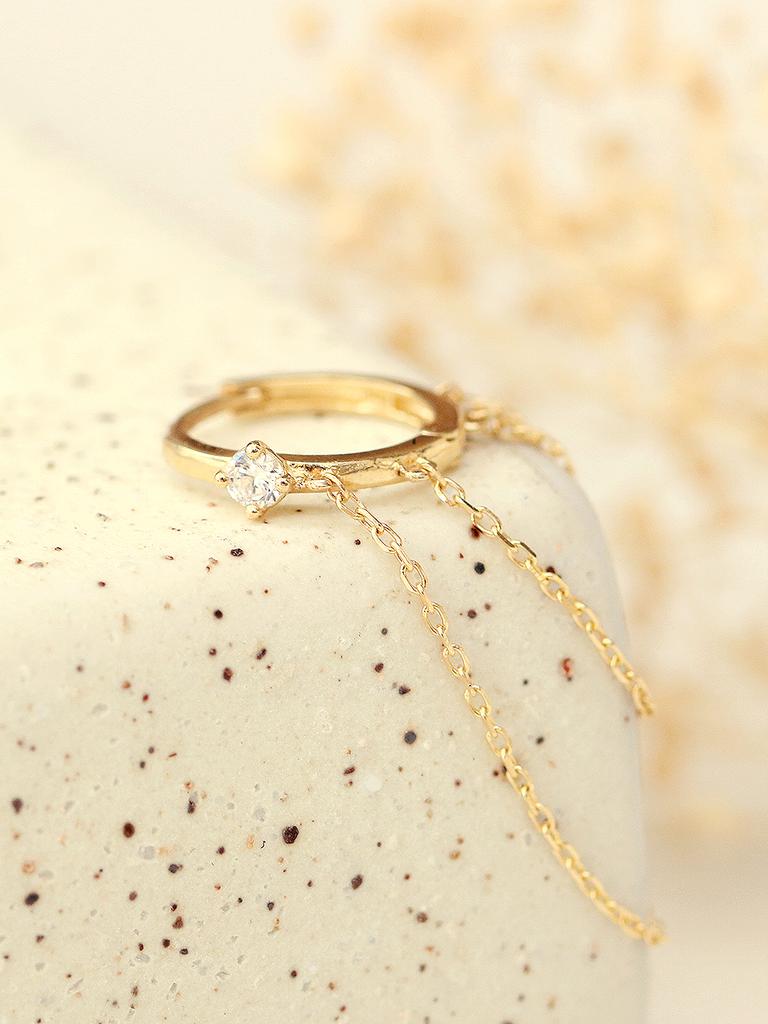 Minimalpiercing 14K Double-Strand Chain Inner Conch Ring Piercing Earrings