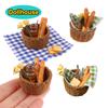 1Set 1:12 Dollhouse Miniature Honey Bread Basket Fabric Picnic Basket Kitchen Model Decor Toy Doll House Accessories