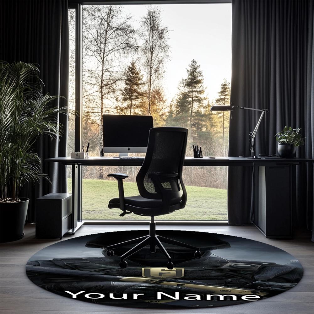 Custom Name Rainbow Six Siege Printed Round Rug Carpet Chair Rug Area Rug Entryway Doormats,for Office Chair Living Room Bedroom Kitchen Room.