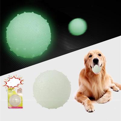 Durable Pet Glow Ball Bite Resistant Squeeze Rubber Toy Bouncy Ball Fluorescent Luminous Pet Gift Puppy Interactive Supplies