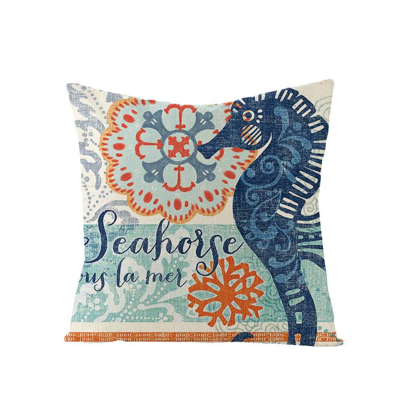 Home Marine Life Polyester Printed Pillow Case Combination Car Pillow Cushion Cover