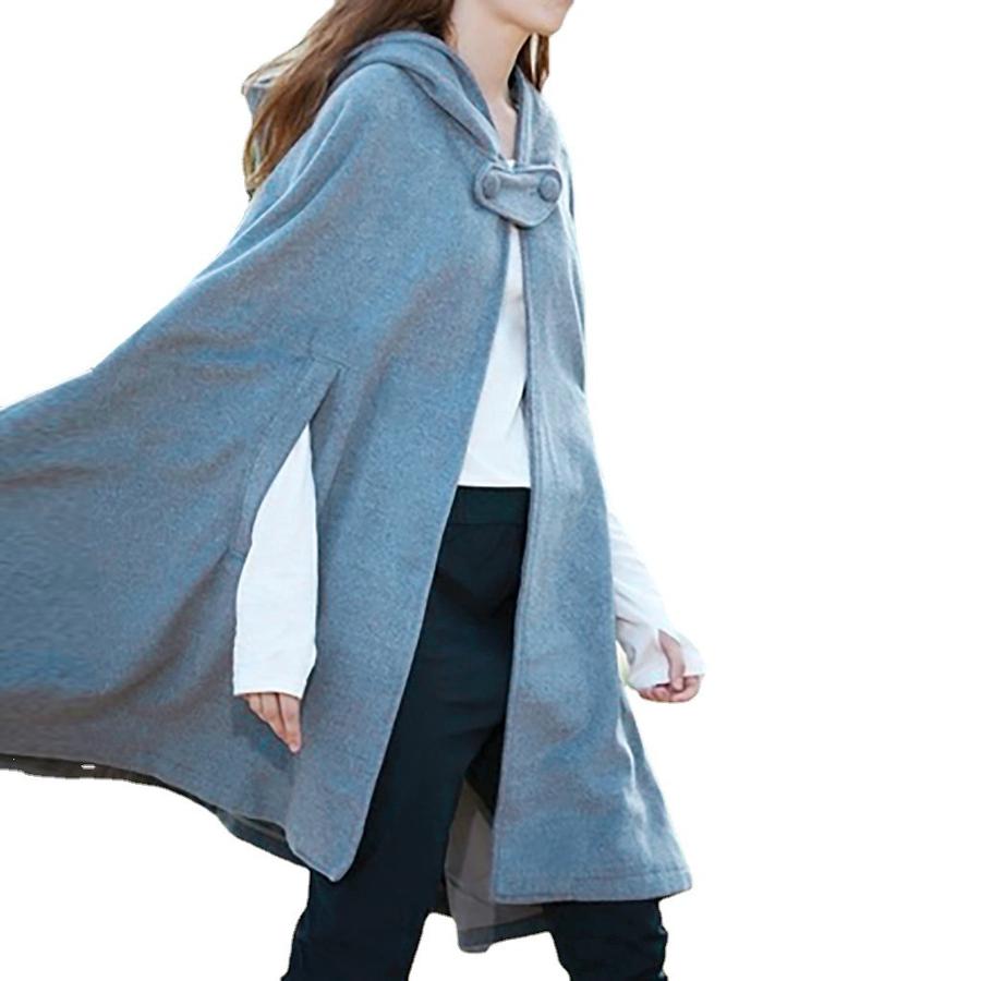 Fall Winter Women's Punk Loose Hood Button Wool Coat Over Size for Women,