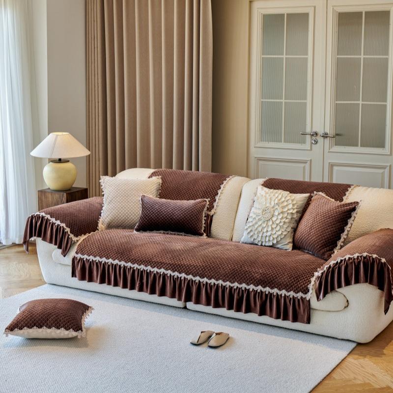 

Подушка для дивана зимняя высококлассная подкладка плюшевая универсальная для четырех сезонов нескользящая из американской кожи специальный чехол для подушки сиденья дивана 45 * 45 Pillowcase