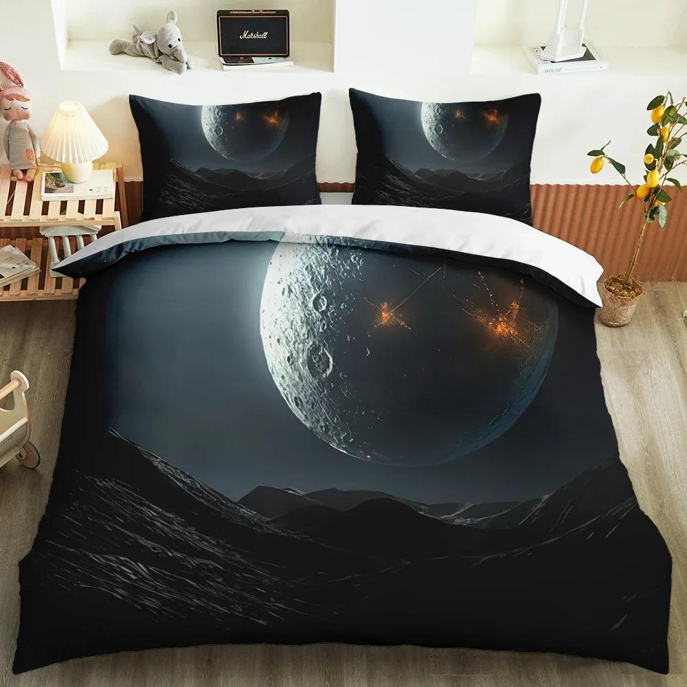 Galaxy Universe King Queen Duvet Cover Planet Outer Space Bedding Set Solar System Comforter Cover Sky Polyester Quilt Cover
