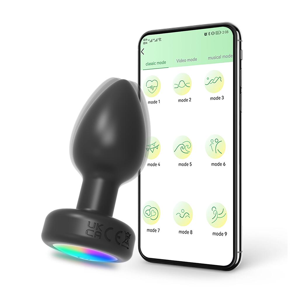 APP med blinkende lys Vibrerende analplugg Jumping Egg Sexleketøy Voksenprodukter