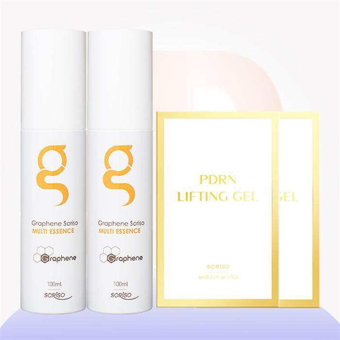 

Graphene SORISO Multi Essence 100ml x 2 + PDRN Lifting Gel 10 sheets (2 boxes) / Multi-care, wrinkle-reducing functionality (23707302)