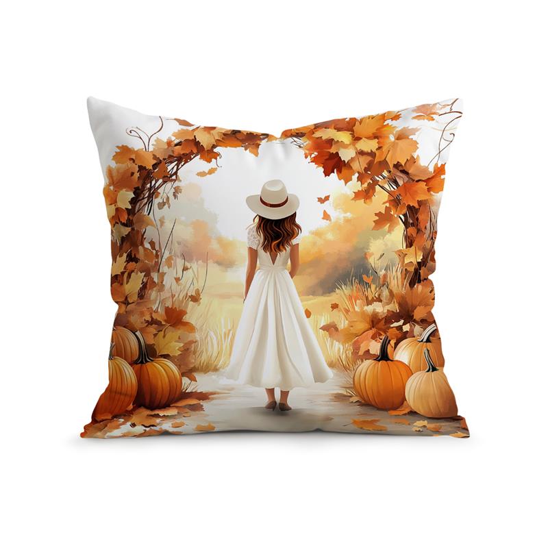 Autumn Themed Cushion Pillowcase Printed 100% Polyester 45X45Cm Throw Pillowcover Decorative Sofa Cushion Pillowslip Home Decor