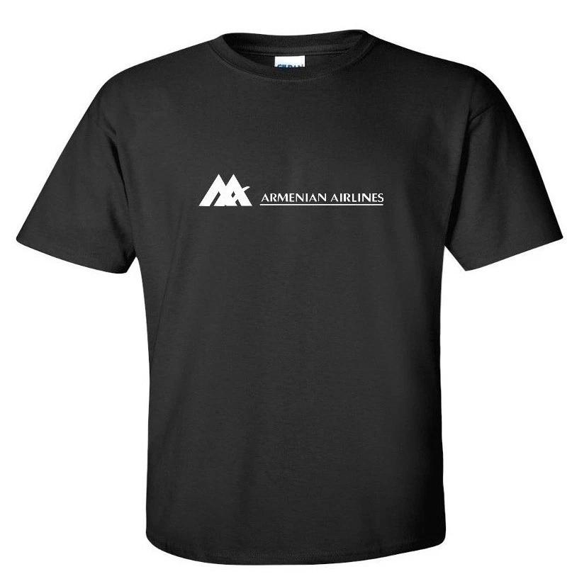 Armenian Airlines White Logo Aviation Geek Black Cotton T-Shirt