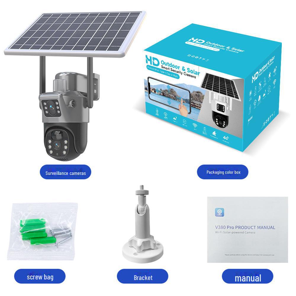 Câmera externa com monitor solar de 360 graus e visão noturna