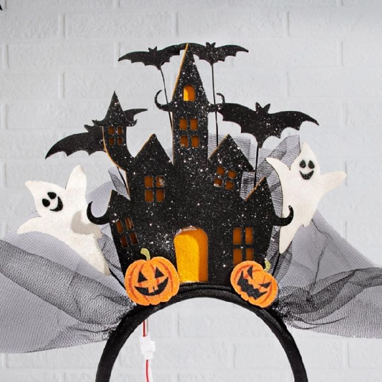 3D Glowing Castles Hairband Party Headwear For Halloween Night Event Theme Costume Accessories Festival Props Headpiece